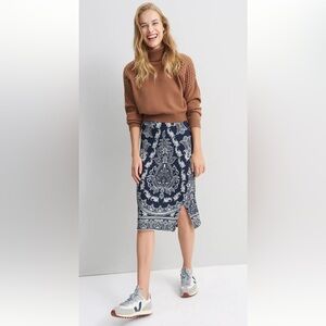 Farm Rio Kaylee Knit Pull-On Midi Skirt Size M